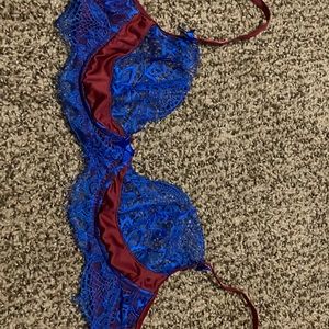 marron&blue matching bra and panties